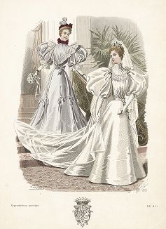 Свадебная мода из журнала Le Salon de la Mode, выпуск № 5, 1895 год.