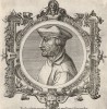Яков Сильвий (1478--1555 гг.) -- французский врач и анатом (лист 31 иллюстраций к известной работе Medicorum philosophorumque icones ex bibliotheca Johannis Sambuci, изданной в Антверпене в 1603 году)