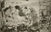 73. Госпожа и две служанки. В.А. Серов "Рисунки к басням А.И. Крылова", Ленинград, 1951