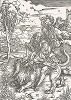 Самсон, раздирающий пасть льва. Ксилография Альбрехта Дюрера 1498 года. 
