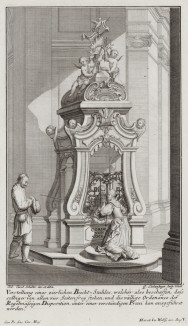 Исповедальня в католическом храме. Johann Jacob Schueblers Beylag zur Ersten Ausgab seines vorhabenden Wercks. Нюрнберг, 1730