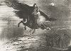 Полет Леноры с Вильгельмом. Иллюстрация Антуана Жоанно к балладе "Ленора" Готфрида Бюргера.