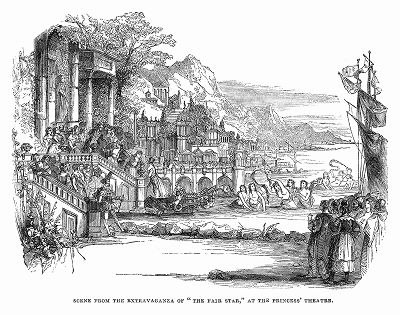 Сцена из буффонады мистера Грина -- постановка лондонского театра Принцессы (The Illustrated London News №103 от 20/04/1844 г.)