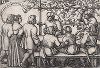 Застолье. Гравюра Ганса Зебальда Бехама из сюиты "Крестьянские праздники, или двенадцать месяцев", лист 8, 1546-47 гг. 