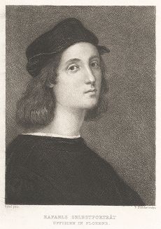 Рафаэль Санти. Офорт с автопортрета 1506 года из коллекции Галереи Уффици. 