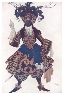 Garde de roi. Королевский гвардеец. Леон Бакст, эскиз костюма для балета "Спящая красавица". L'œuvre de Léon Bakst pour "La Belle au bois dormant", л.VIII. Париж, 1922