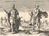 Персидские цари Кир и Камбис. Лист из серии "Theatrum Biblicum" (Библия Пискатора или Лицевая Библия), выпущенной голландским издателем и гравёром Николасом Иоаннисом Фишером (предположительно с оригинальных досок 16 века), Амстердам, 1643