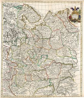 Московия в Европе. Moscovey in Europe. Английская карта 1721 года. 
