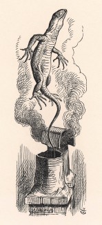 Сначала она услышала, как все закричали: "Билль! Билль! Вон летит Билль!" (иллюстрация Джона Тенниела к книге Льюиса Кэрролла «Алиса в Стране Чудес», выпущенной в Лондоне в 1870 году)