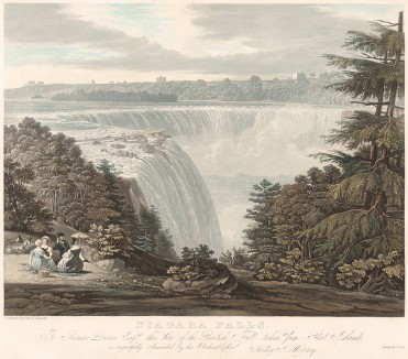Ниагарский водопад. Один из четырёх видов на водопад, созданных английским художником-пейзажистом и гравёром Уильямом Джеймсом Беннеттом. 