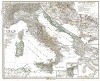 Италия после прихода галлов до Марсийской войны 91—88 гг. до н. э. Карта из "Atlas Antiquus" (Древний атлас) Карла Шпрюнера и Теодора Менке, Гота, 1865 год