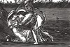 Купидон дарует Психее прощение. Иллюстрация Эдварда Коли Бёрн-Джонса к поэме Уильяма Морриса «История Купидона и Психеи». Лондон, 1890-е гг.