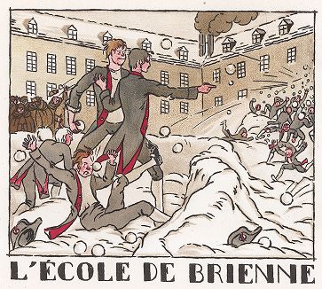 Первое сражение Наполеона - снежный бой в Бриеннской военной школе. Pictorial History of Napoleon by Andre Collot, 1930. 