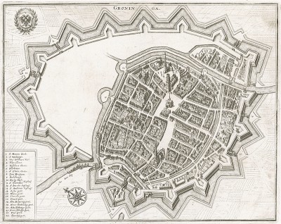 Город Гронинген (Groninga) с высоты птичьего полета. Франкфурт-на-Майне, 1659