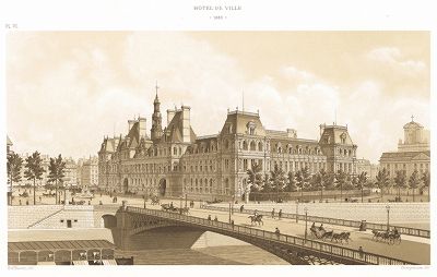 Вид на парижский Отель-де-Виль в 1883 году. Paris à travers les âges..., Париж, 1885. 