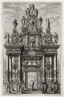 Фронтиспис Historischer Bilder-Bibel. Том V (из Biblisches Engel- und Kunstwerk -- шедевра германского барокко. Гравировал неподражаемый Иоганн Ульрих Краусс в Аугсбурге в 1700 году)