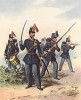 Бельгийская линейная пехота в 1842 году (из популярной в нацистской Германии работы Мартина Лезиуса Das Ehrenkleid des Soldaten... Берлин. 1936 год)