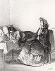 Болезнь. Литография из альбома "Еще десяток погибших, но милых созданий" А.И. Лебедева, СПб, 1863 год. 