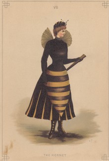 Маскарадный костюм "Шершень". Лист из издания "Fancy Dresses Described; Or, What to Wear at Fancy Balls", Лондон, 1887 год