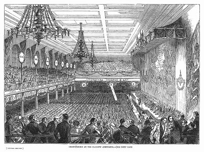 Первый званый вечер членов основанного в 1847 году литературного общества Глазго, проводящийся в городской ратуше (The Illustrated London News №297 от 08/01/1848 г.)