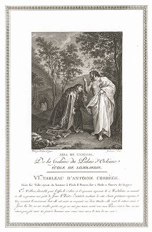 "Не прикосайся ко Мне" (Мария Магдалина и Христос), приписываемая Антонио да Корреджо. Лист из знаменитого издания Galérie du Palais Royal..., Париж, 1786