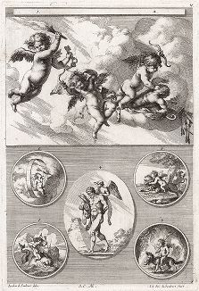 Резвящиеся Купидоны. "Iconologia Deorum,  oder Abbildung der Götter ...", Нюренберг, 1680. 