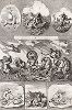 Морские божества, гиппокампы и тритоны.  "Iconologia Deorum,  oder Abbildung der Götter ...", Нюренберг, 1680. 