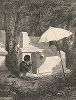 Резчик по камню на караимском кладбище в Чуфут-Кале 18 августа 1837 года (из Voyage dans la Russie Méridionale et la Crimée... Париж. 1848 год (лист 43))