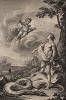 Аполлон, убивающий Пифона (гравюра из первого тома знаменитой поэмы "Метаморфозы" древнеримского поэта Публия Овидия Назона. Париж, 1767 год)