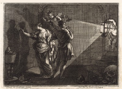 Изобретение искусства рисования согласно Плинию: влюблённая дочь гончара обводит тень своего избранника.