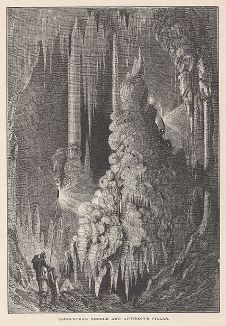 Обелиск Клеопатры и Столб Антония в карстовой пещере Вейера, штат Вирджиния. Лист из издания "Picturesque America", т.I, Нью-Йорк, 1872.