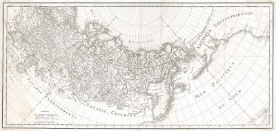 Карта России, с Сибирью и Дальним Востоком. Tatarie chinoise - Tatarie independente - mer Pacifique du nord - Amerique Septentrionale. Париж, 1788