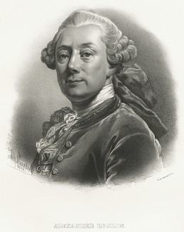 Александер Рослин (15 июля 1718 – 5 июля 1793), знаменитый художник-портретист. Galleri af Utmarkta Svenska larde Mitterhetsidkare orh Konstnarer. Стокгольм, 1842
