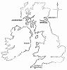 Карта Великобританиии, на которой отмечен маяк Скерривор на шотландского острова Тайри, построенный в 1844 году инженером Аланом Стивенсоном, оснащённый вращающимися диоптрическими призмами Френеля (The Illustrated London News №91 от 27/01/1844 г.)