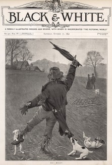 Щенки джек-рассел-терьера терзают пугало. Black & White. №90, 1892