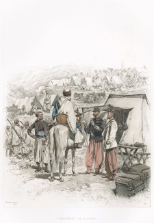 Лагерь зуавов в 1885 году (из Types et uniformes. L'armée françáise par Éduard Detaille. Париж. 1889 год)