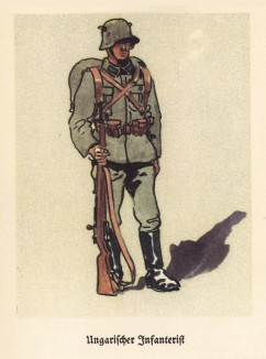 Солдат венгерской пехоты в 1936 году (из популярной в нацистской Германии работы Мартина Лезиуса Das Ehrenkleid des Soldaten... Берлин. 1936 год)