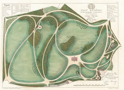 Парк в Вилькуа в округе Рамбуйе. F.Duvillers, Les parcs et jardins, т.I, л.6. Париж, 1871