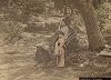 Рикша. Крашенная вручную японская альбуминовая фотография эпохи Мэйдзи (1868-1912). 
