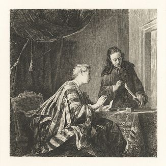 "Дама, запечатывающая письмо" работы Жан-Батиста Симеона Шардена, 1732 г. Из коллекции Фридриха Великого. 