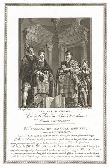Эрколе II д'Эсте, герцог Феррары с сыном кисти Тинторетто. Лист из знаменитого издания Galérie du Palais Royal..., Париж, 1808