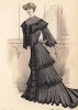 Модель в шёлковом платье от Морена Блоссье. Причёска, стиль: Огюст Пети (Les grandes modes de Paris за 1903 год. Сентябрь)