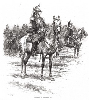 1885 год. Трубач французской тяжёлой кавалерии (из Types et uniformes. L'armée françáise par Éduard Detaille. Париж. 1889 год)