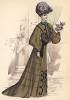 Дама в платье от Martial & Armand раздумывает, того ли оттенка розы, что и на шляпе (Les grandes modes de Paris за 1903 год. Октябрь)