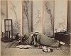 Девушка, заснувшая над книгой. Крашенная вручную японская альбуминовая фотография эпохи Мэйдзи (1868-1912). 