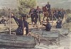 1890-е гг. 20-й прусский пехотный полк переходит реку по понтонному мосту (из популярной в нацистской Германии работы Мартина Лезиуса Das Ehrenkleid des Soldaten... Берлин. 1936 год)