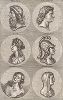 Изображения, скопированные Зандрартом с античных статуй и гемм: Приам, Паламед, Дидона, Орифия, Клеопатра, Артемисия I.
