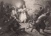 Марина Мнишек, возбждающая калужан к мести за смерть Тушинского вора в 1610 году. Лист из альбома "Северное сияние" В. Е. Генкеля, СПб, 1862-65 гг.