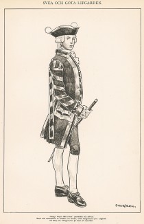 Униформа шведского драгуна образца 1700 г. Svenska arméns munderingar 1680-1905. Стокгольм, 1911