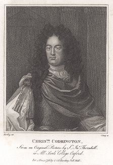 Кристофер Кодрингтон (1668-1710) - британский военачальник, плантатор, библиофил и основатель Кодрингтонской библиотеки в Колледже Всех Душ в Оксфорде. 